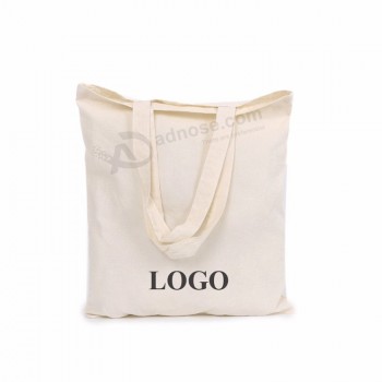 自然な生の白いキャンバスバッグと顧客のロゴが印刷されたキャンバスコットントートバッグ