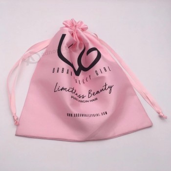 Pink Brand Printed Satin Drawstring Hair Pouch Bag