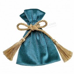ready to ship lighter blue velvet pouches jewelry satin bags with gold tassels