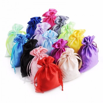 High quality small drawstring jewelry satin pouch bag with logo printing