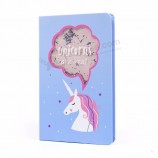 Niños Nuevo cuaderno personalizado de unicornio con purpurina cuaderno escolar al por mayor