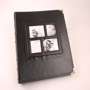 20120 op maat gemaakt hard PU-omslagfotoalbumboek met PP-plastic vakken
