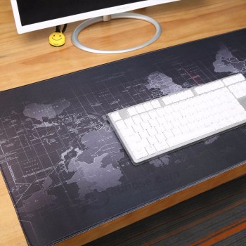 tappetino per mouse da gioco nero world map esteso per desktop di grandi dimensioni 900x400mm Tappetino per ufficio con bordi cuciti per PC laptop