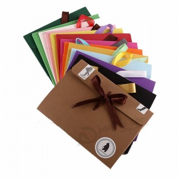 创意棕色真丝围巾牛皮纸信封包装，带状封口定制
