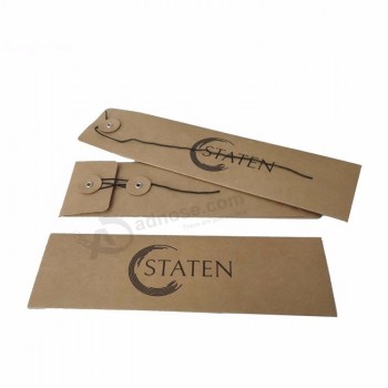 Custom Black Logo Small Kraft Paper Envelope Watch Strap Packaging Box with Disc and String Closure