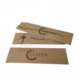 confezione di cinturini per orologi con logo in busta di carta kraft nera personalizzata con chiusura a disco e cordino