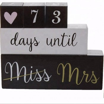 6 piece wooden block wedding Day countdown calendar