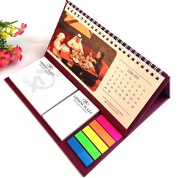 深セン工場ポータブルミニチュアテーブル/デスクカレンダー印刷/折りたたみ紙デスクカレンダー（メモ帳付き）
