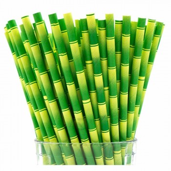 Customized Firut Printing Part Decoration Compostable Drinking Bamboo Paper Straw