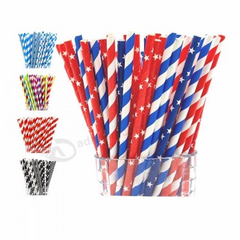 Amazon top seller 2019 FDA approved paper straw biodegradable striped paper straw for drink