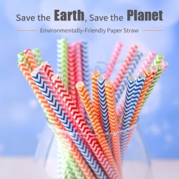 Beautiful Compostable EcoFriendly RainbowColor Geometric Bulked Paper Straws for Home Party Juices Decoration (1Carton=10000pcs)