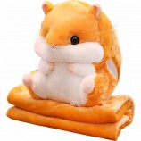 3 In 1 niedlichen Hamster Plüsch Stofftier Spielzeug Wurfkissen Decke Set für Baby