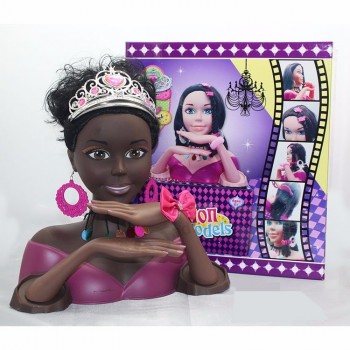 Novos produtos de plástico belo vestido africano Up cabeça de boneca de brinquedo Para menina