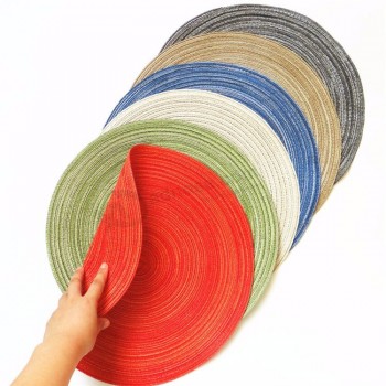 餐垫易擦拭干净的厨房餐桌垫可水洗编织乙烯基餐垫，欧洲竹结编织可水洗餐垫