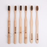 семья бэмбкинов для взрослых, набор из 4 взрослых зубных щеток из бамбука 100% биоразлагаемая бамбуковая зубна