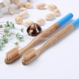 зубная щетка из натурального бамбука черная голова круглая бамбуковая ручка мягкая черная щетина зубная щет