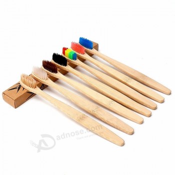 Eco-friendly Degradable Fashionable Soft Bristle Brush Head Natural 100% Organic Wooden Bamboo Toothbrush