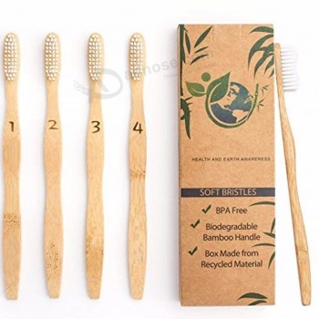 2020 popular cepillo de dientes de bambú antibacteriano amigable vegano sin BPA con embalaje de caja artesanal
