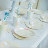 Caixa de pipoca de 5 cores rodada pratos de jantar pratos de papel de prata de ouro talheres descartáveis ​​/ placa de fibra de bambu infantil / prato de bolo