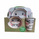 2020 Best Selling 5pcs Cute Animal Design Set of 5pcs custom baby bamboo fiber dinnerware sets