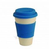 Kids Bamboo fibre Plastic Reusable Travel Coffee Mug, BPA Free custom ECO Friendly couple cups