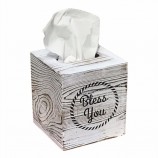 home decoration rustic white barnwood torched bless you tissue box cover