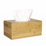 cubierta de caja de pañuelos faciales de bambú natural, servilletero y dispensador de madera de cocina recargable, beige