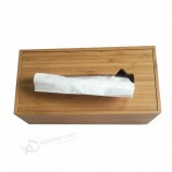 atacado personalizado caixa de madeira de papel de tecido de bambu