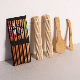 9pcs / set strumenti di rotolamento di sushi fatti in casa Mat gadget di bambù kit per la preparazione di sushi per la festa di famiglia