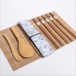 conjunto de fabricante de sushi de bambu perfeito, Esteira de rolamento carbonizada para Kit de fabricação de sushi iniciante resistente a mofo