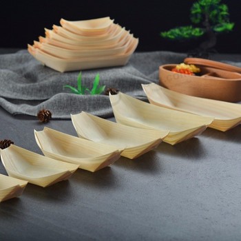 3''4''5''6''7''8''9 '' bandeja de servir de barco de sushi japonês de bambu de madeira descartávelEstilo de moda rodada alça de bambu Para bolsa artesanato montagem, artesanato pro