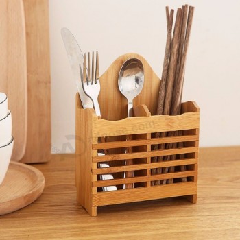 soporte de drenaje de cuchara de palillos de bambú de pared de cocina
