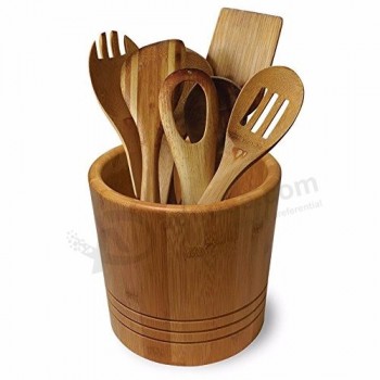 竹製の道具ホルダー-キッチンの必需品をスタイリッシュで便利な場所に保管