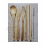 set da viaggio in bambù naturale / cucchiaio e forchetta in bambù / cannucce di bambù (sabbia 0084587176063 WS)