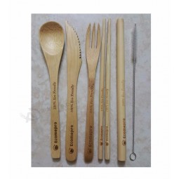 natuurlijke bamboe reissets / bamboe lepel en vork / bamboe rietjes (zand 0084587176063 WS)