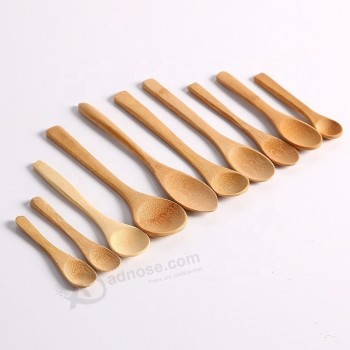 various promotional custom sharp round bamboo spoon for honey ice cream
