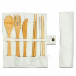 Organic Bamboo Travel Cutlery Utensils Flatware Tableware Spoon Fork Knife Chopsticks Reusable Disposable Bamboo Cutlery Set