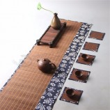 대나무 식기 코스터 수제 tablemats 쿵후 차 세트 식탁 깔개 차 매트 쿠션 절연 패드 액세서리 대나무 식탁 깔개