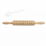 15.7inch Eco-friendly 100%  embossing flour baking tools christmas beech kitchen wooden printed roller wood printing rolling Pin