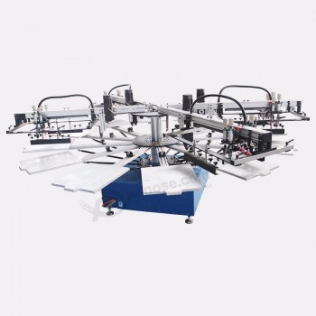 Industrial cnc digital 4 color rotary carousel roll to roll uv textile tshirt fully automatic silk screen printing machine price