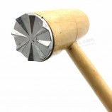 Amaciadores soltos de aço inoxidável de alta qualidade martelo de carne com alça de madeira martelos de batida na lateral para ferramentas de cozinha
