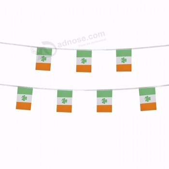 Fabricantes personalizados ao ar livre 68D poliéster irlandês corda bandeira serigrafia impressão ireland bandeira bunting