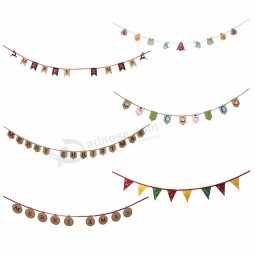 Home party hanging custom Christmas decorative fabric Bunting Flags Banner