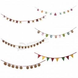 home party hanging custom christmas decorative fabric bunting flags banner