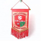 transfer personalizzato stampa a sublimazione sport club logo raso appeso bandiere pennant auto con nappe
