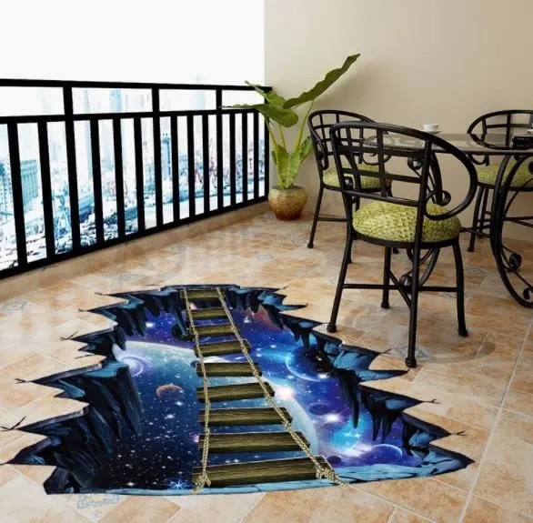 Respetuoso del medio ambiente PVC universo planeta piso pegatina inodoro decoración del hogar