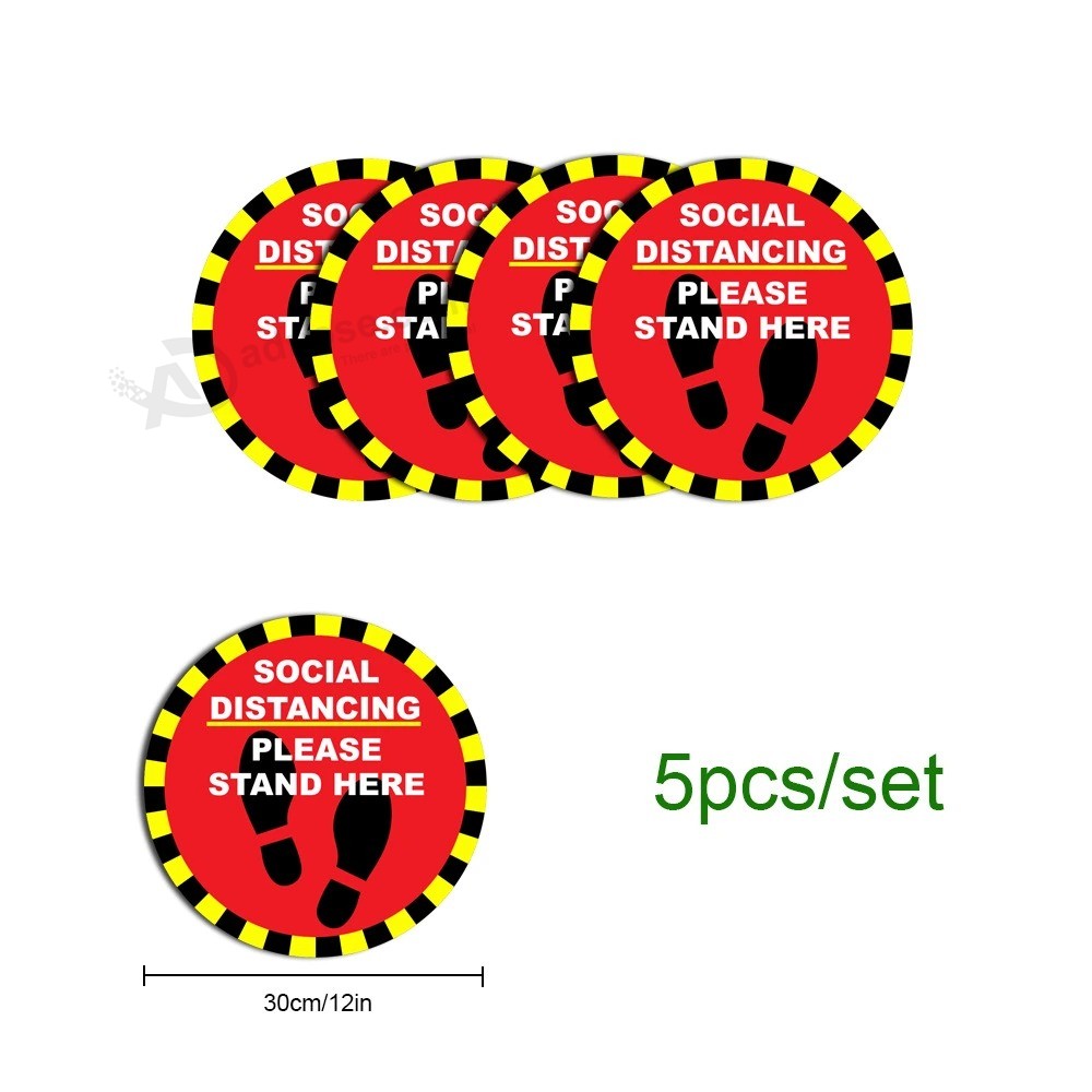 Advertising Digital Printed Custom Adhesive Removable Waterproof PVC Die Cut Vinyl Anti Slip Social Distancing Floor Stickers
