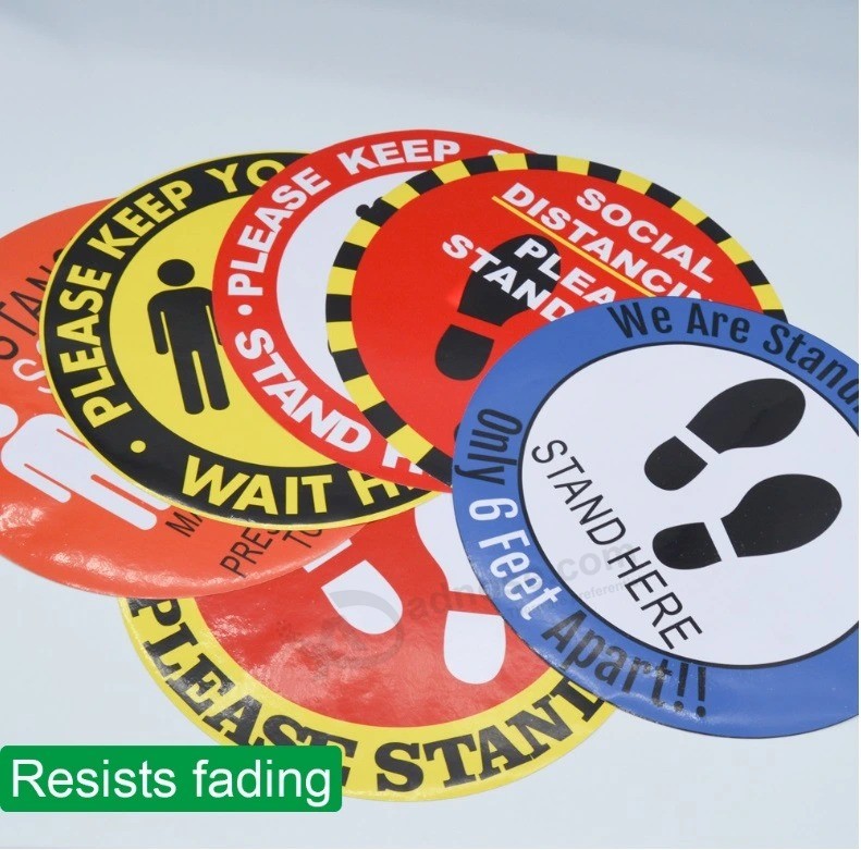 Advertising Digital Printed Custom Adhesive Removable Waterproof PVC Die Cut Vinyl Anti Slip Social Distancing Floor Stickers