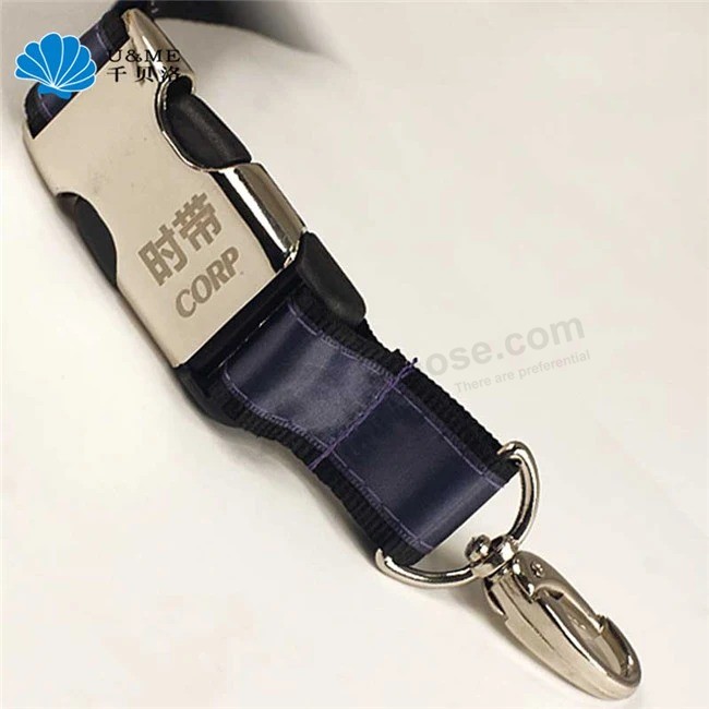 Double layer Polyester custom Promotional gift Lanyard with Metal Buckle