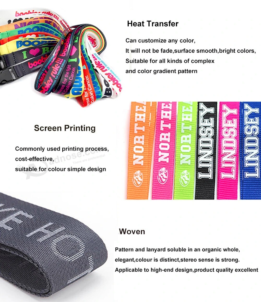 Wholesale factory Price printed ID card Holder customized Individual colorful Woven nylong Heat transfer Lanyard with High Quality